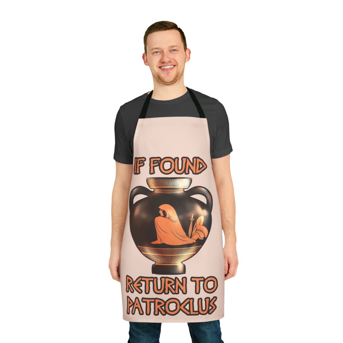Sarcastic apron featuring Achilles and Patroclus from Greek mythology