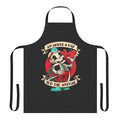 Sarcastic "An Apple a Day You Die Anyway" apron with skull and skeleton design