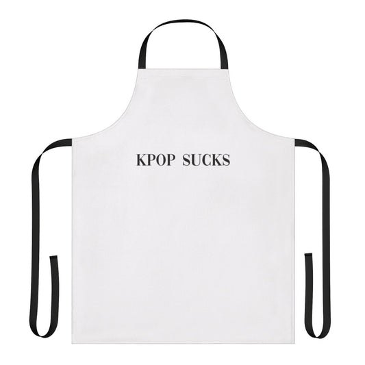 Sarcastic anti-kpop music lover apron with "Kpop Sucks" text