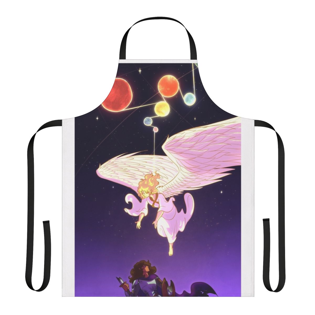 Sarcastic apron with "God from the Machine" illustration
