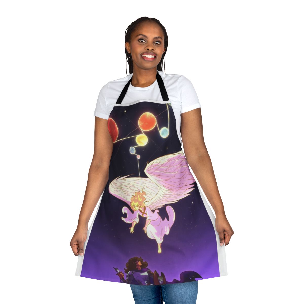 Sarcastic apron with "God from the Machine" illustration