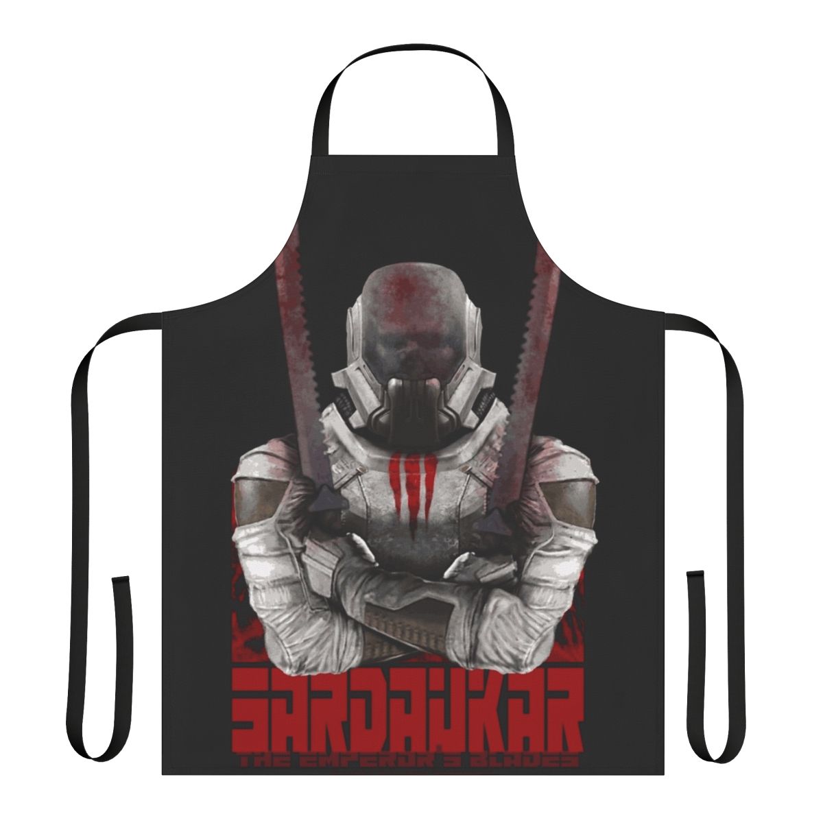 Sardaukar inspired apron featuring the iconic blades and imagery from the Dune universe