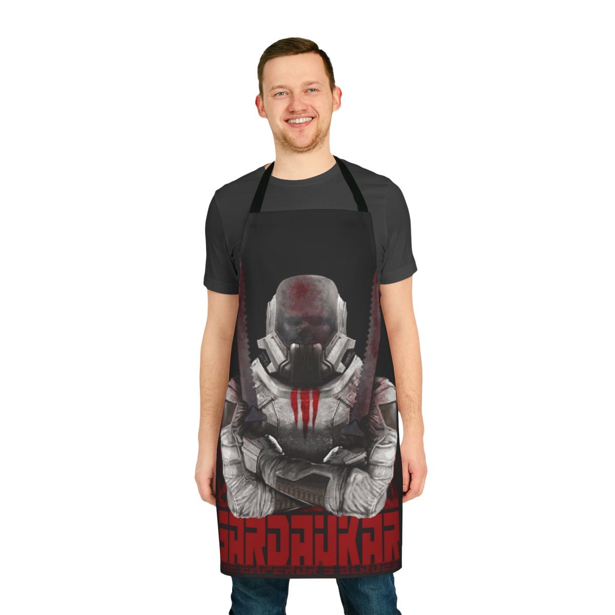 Sardaukar inspired apron featuring the iconic blades and imagery from the Dune universe