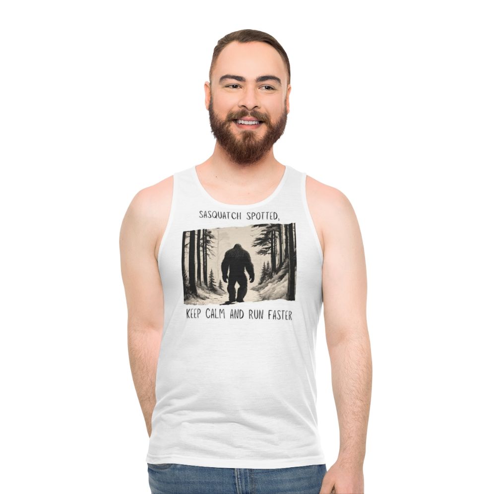 Sasquatch Spotted Keep Calm and Run Faster Unisex Tank Top