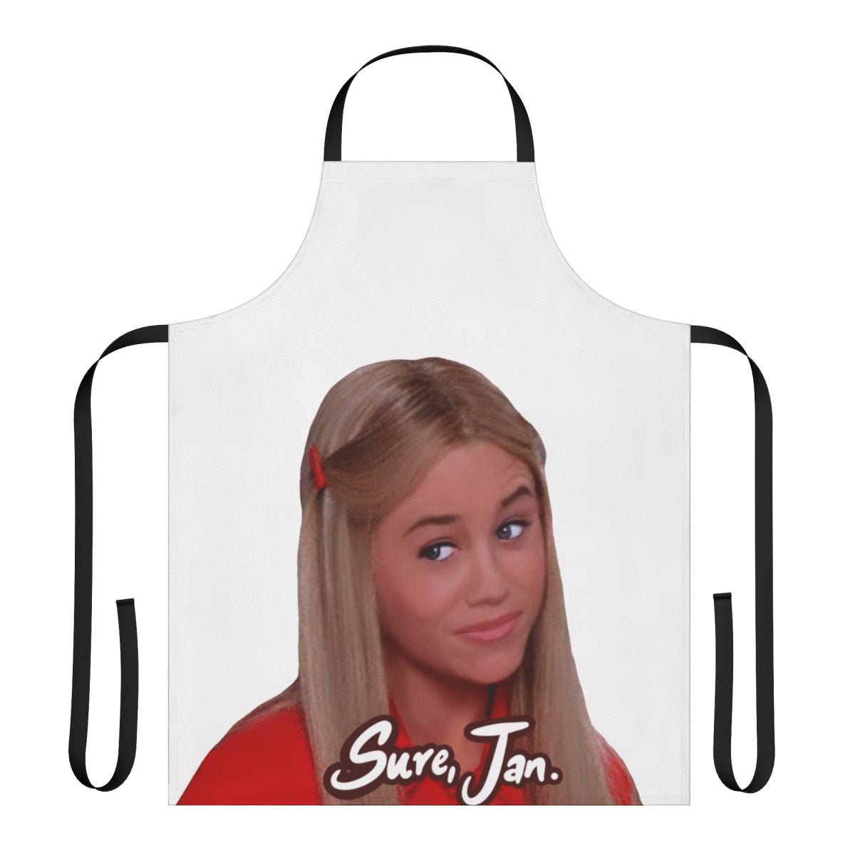 Sassy 'Jan Brady' inspired apron with retro 80s sitcom aesthetic
