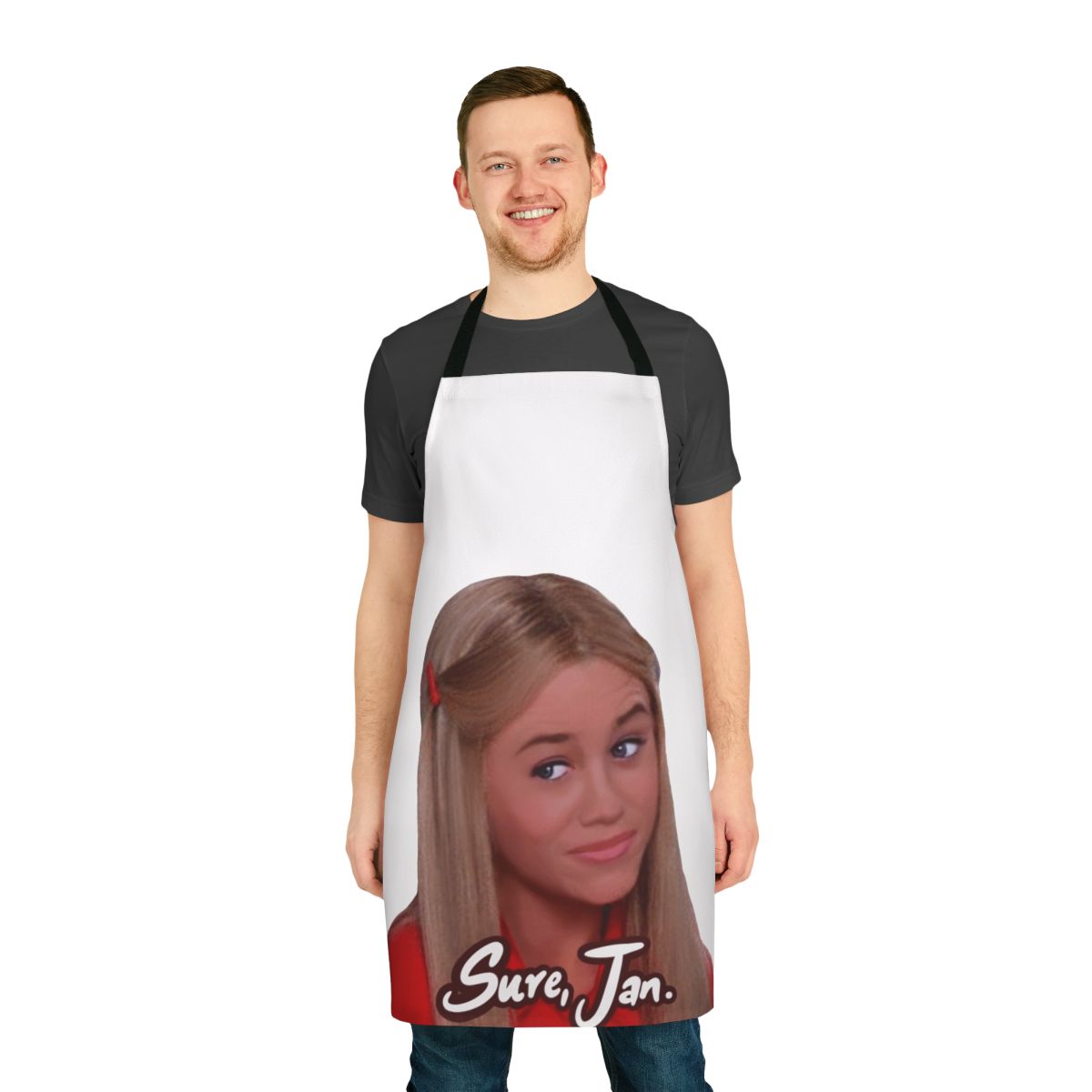 Sassy 'Jan Brady' inspired apron with retro 80s sitcom aesthetic