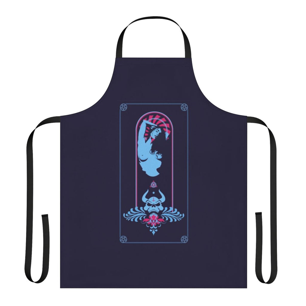 Satanic dark art apron with geometric skull and occult symbols