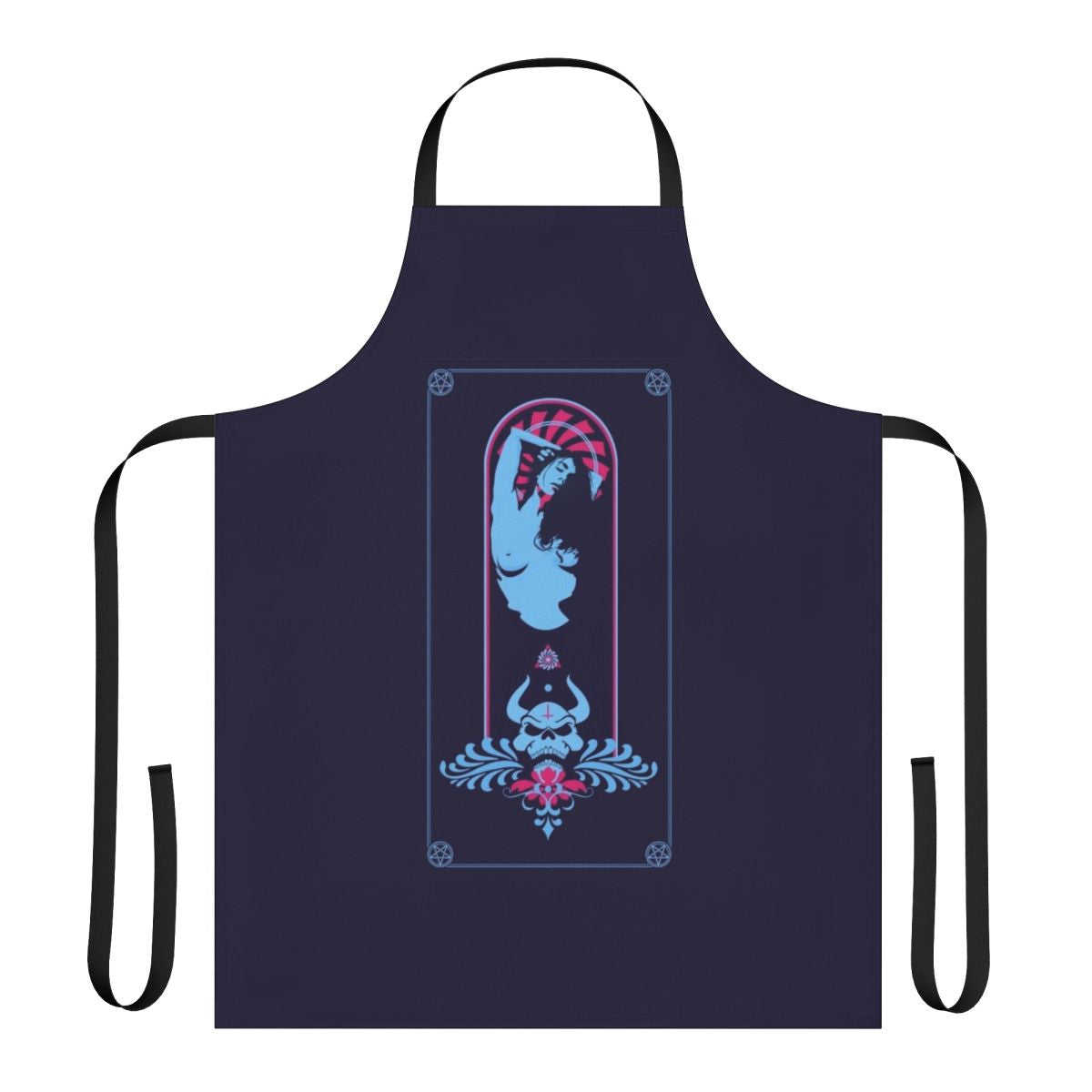 Satanic dark art apron with geometric skull and occult symbols
