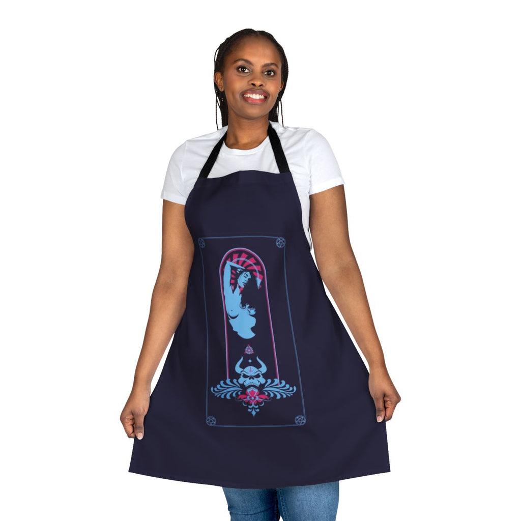 Satanic dark art apron with geometric skull and occult symbols