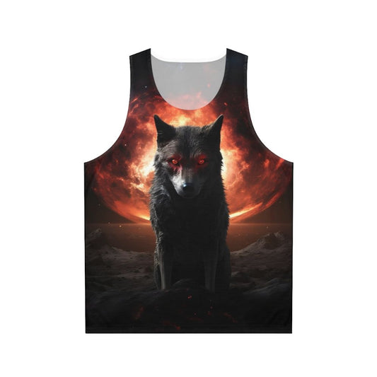 Satanic dog horror design unisex tank top