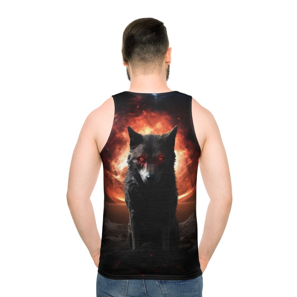 Satanic dog horror design unisex tank top