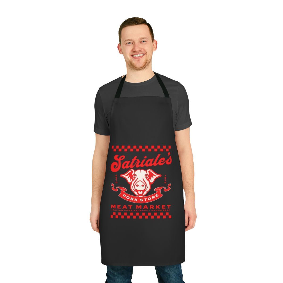 The Sopranos-inspired BBQ apron with Satriale's Pork Store logo