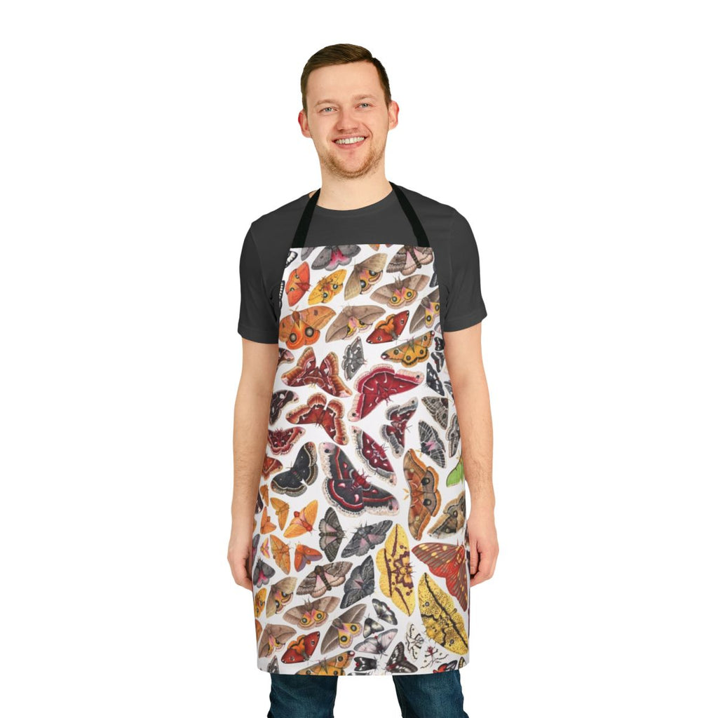 Apron featuring a detailed illustration of saturniid moths found in North America