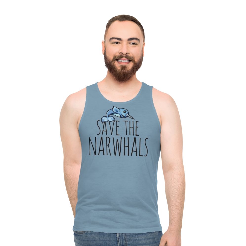 Save The Narwhals Unisex Tank Top - Cute Narwhal Graphic