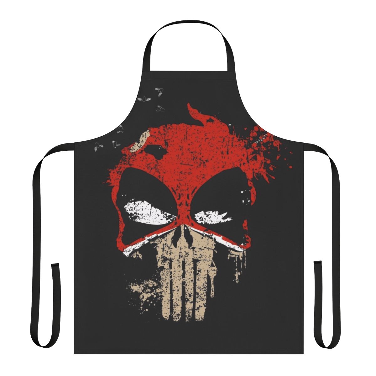Deadpool-inspired kitchen apron with bold, comic-style design