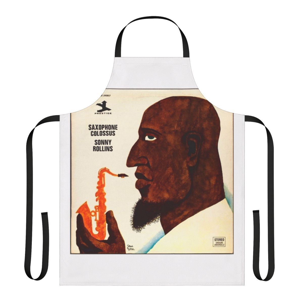 Sonny Rollins-inspired jazz apron featuring a saxophone motif