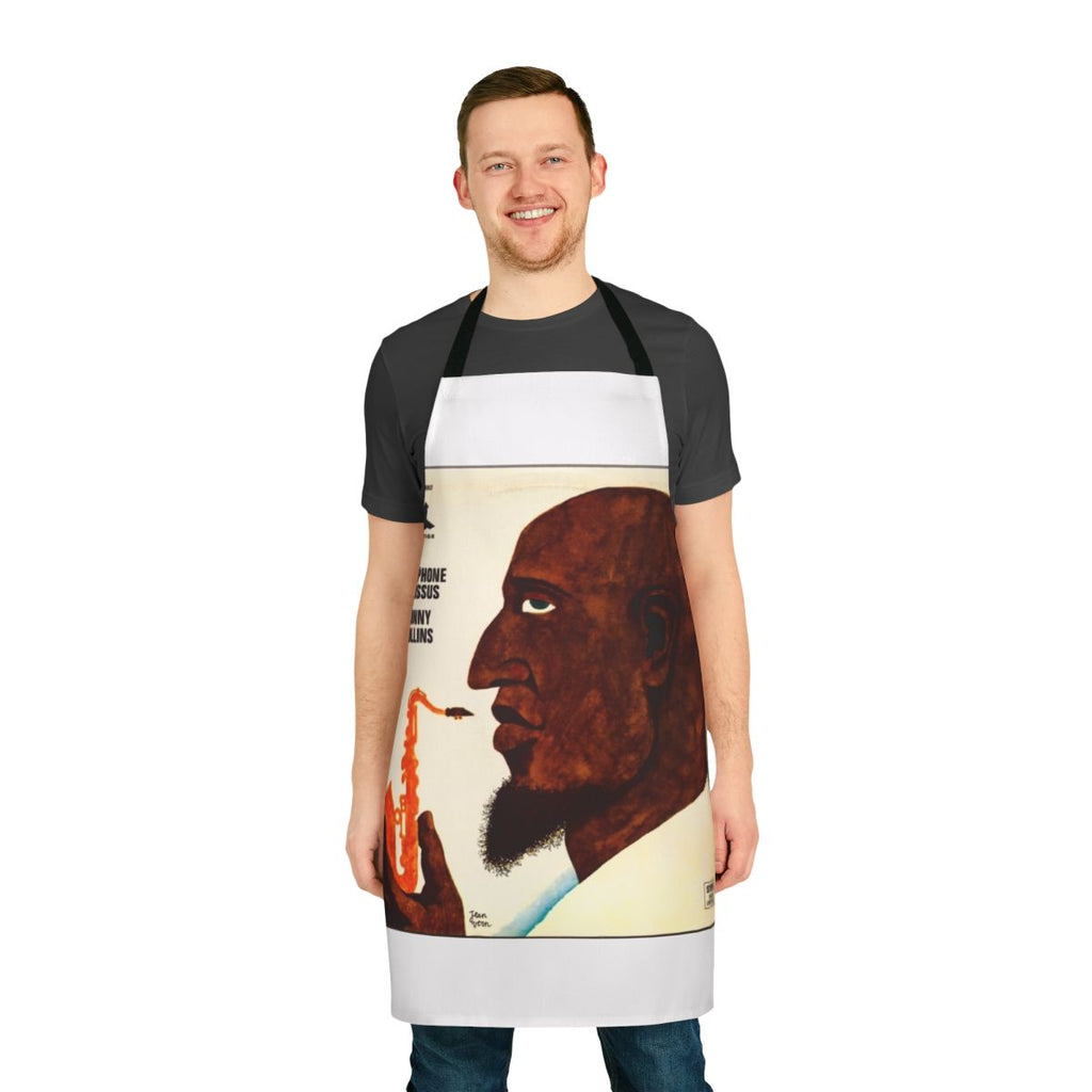 Sonny Rollins-inspired jazz apron featuring a saxophone motif