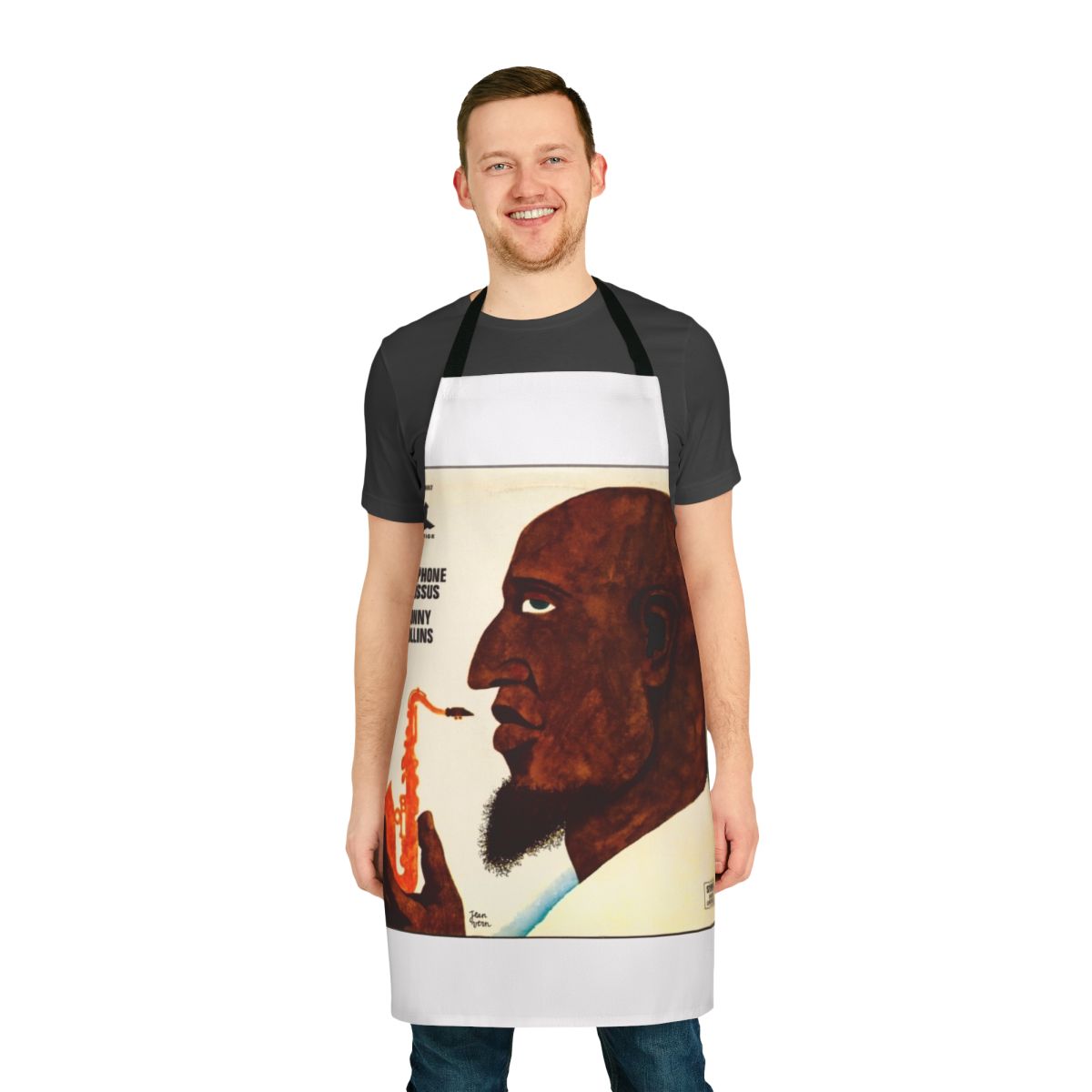 Sonny Rollins-inspired jazz apron featuring a saxophone motif