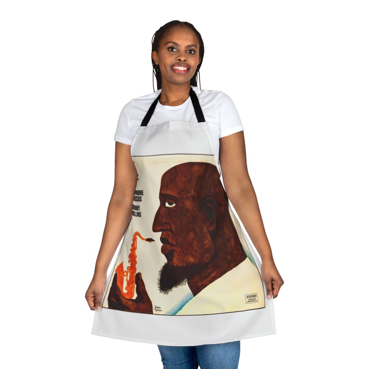 Sonny Rollins-inspired jazz apron featuring a saxophone motif