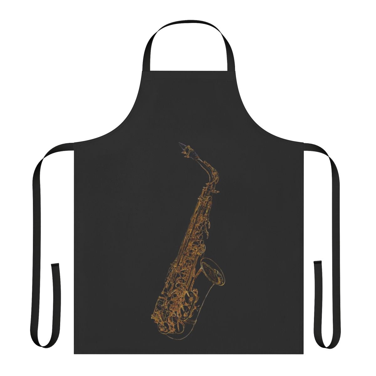 Saxophone jazz blues art design apron featuring a stylish musical instrument graphic.