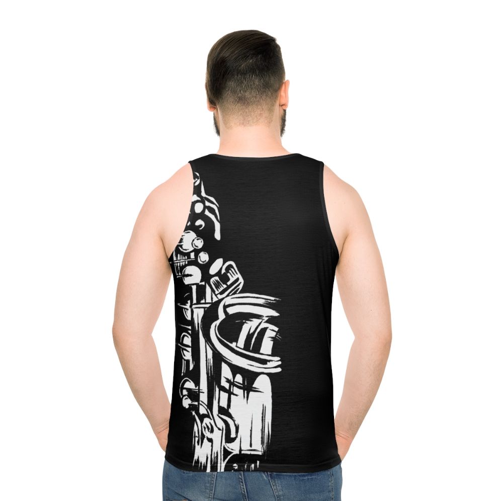 Saxophone Keywork Painting Black and White Unisex Tank Top
