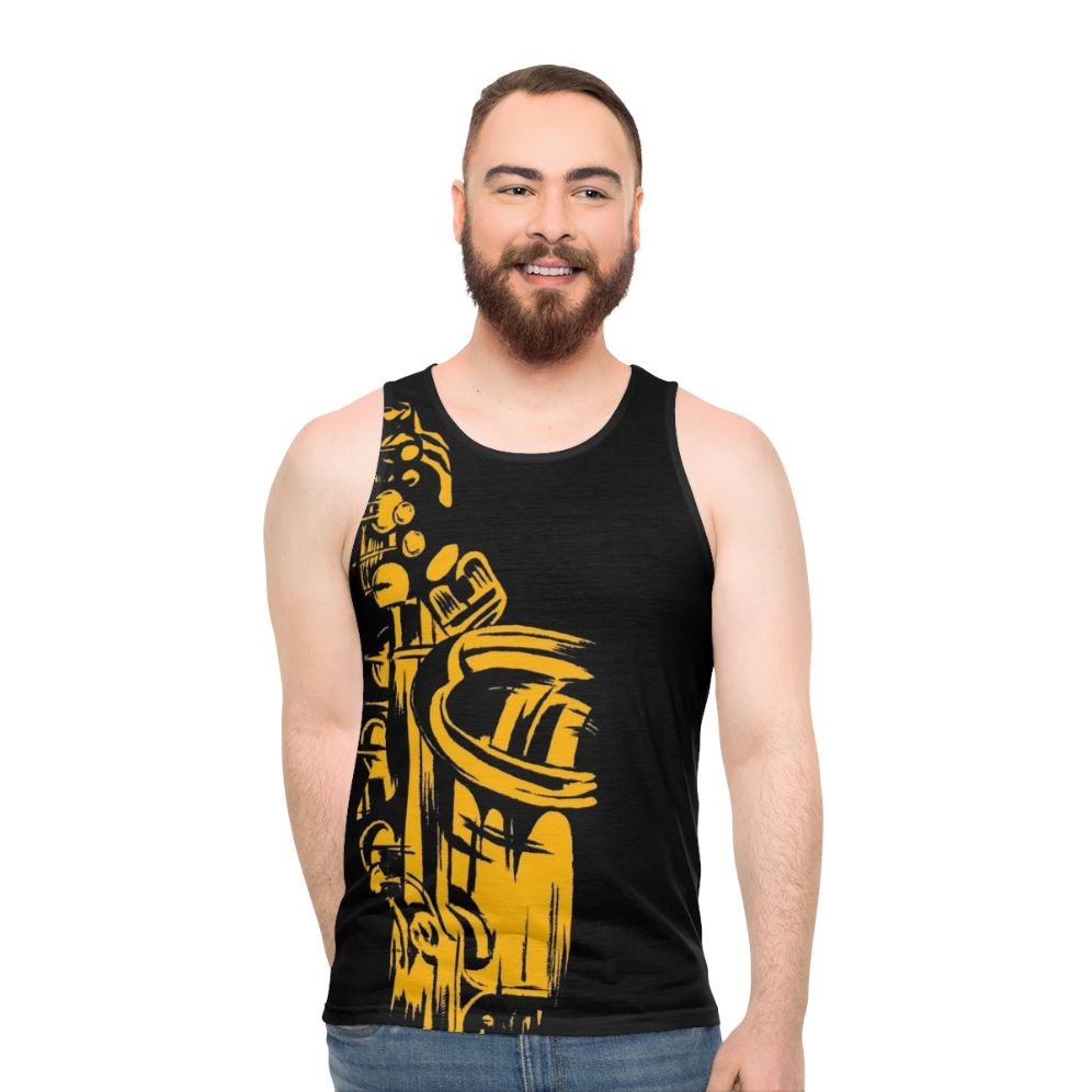 Saxophone keywork unisex tank top