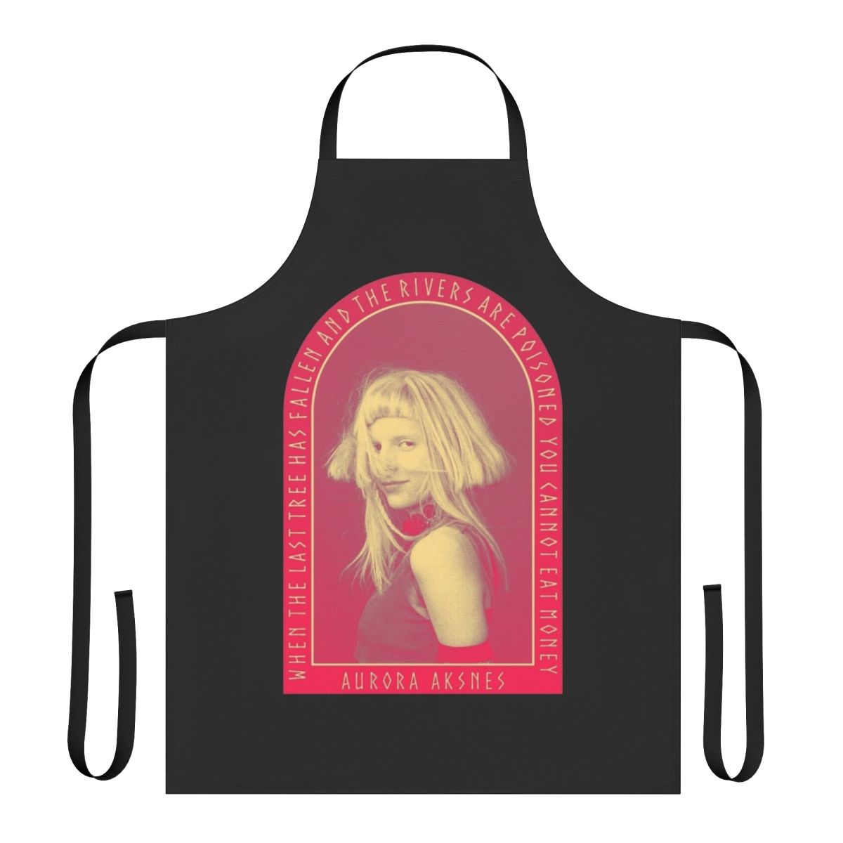 Apron featuring artwork inspired by Norwegian singer-songwriter Aurora Aksnes