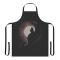 Apron featuring a silhouette design of the mythical Ratatoskr squirrel from Nordic mythology, surrounded by the tree of life, Yggdrasil, and other Scandinavian inspired elements.