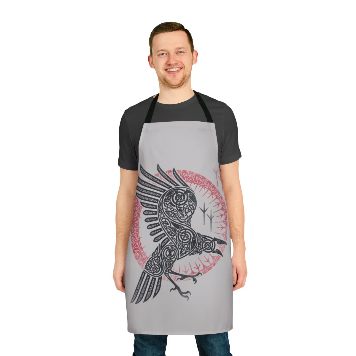 Raven apron with Scandinavian mythological and tribal design