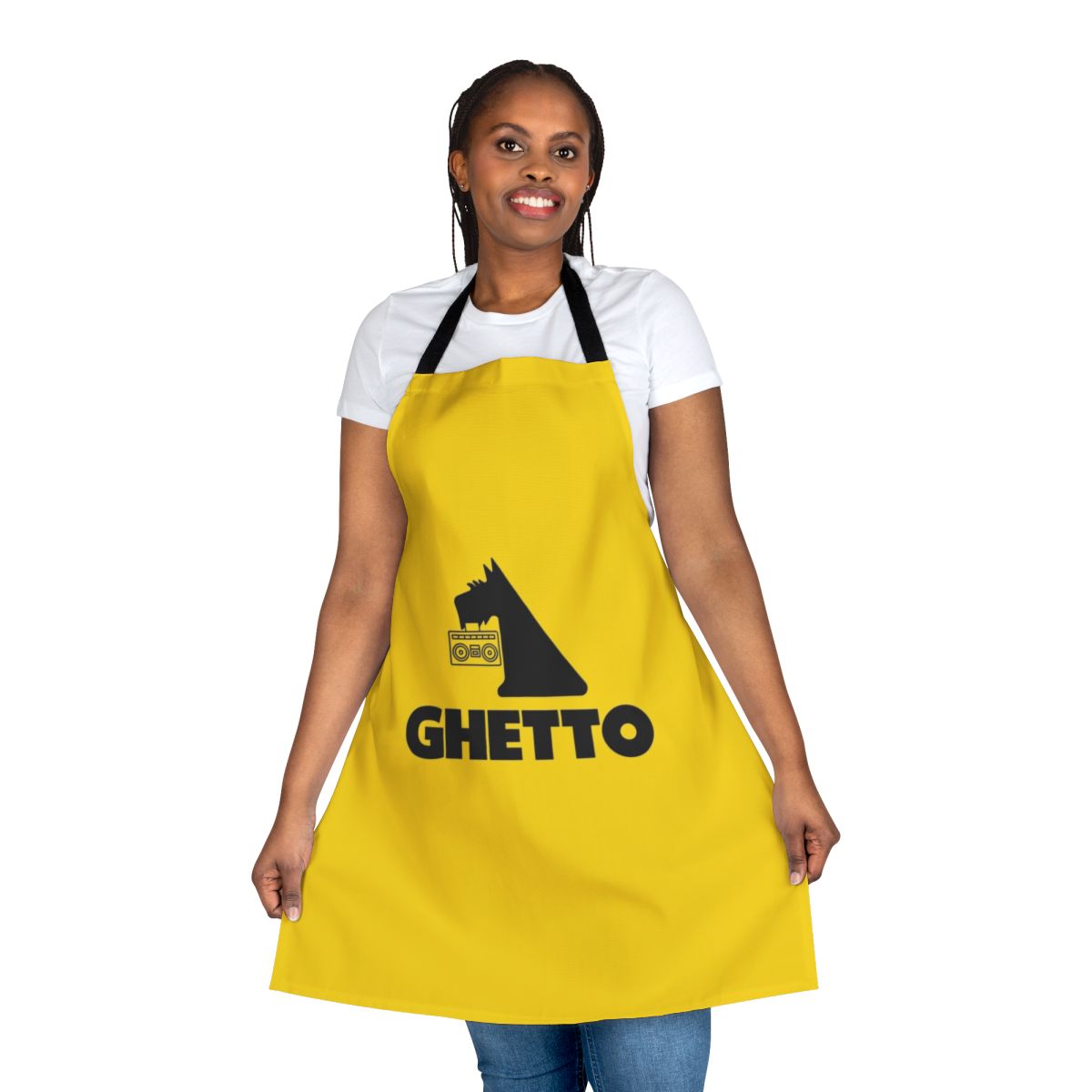 Affordable Scandinavian-inspired apron with urban, humorous design