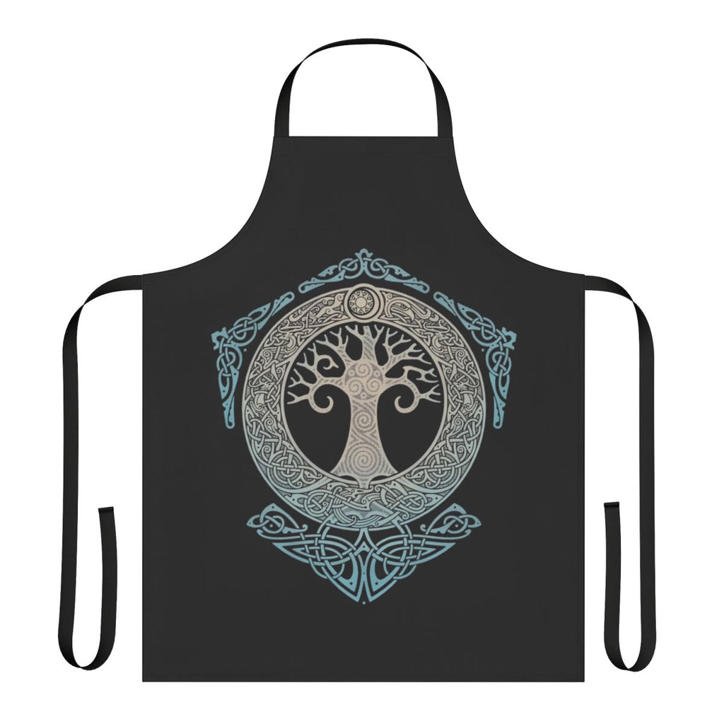 Yggdrasil, the Norse tree of life, depicted in a polygon and tattoo style on an apron.