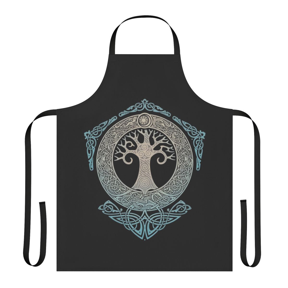 Yggdrasil, the Norse tree of life, depicted in a polygon and tattoo style on an apron.