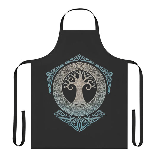 Yggdrasil, the Norse tree of life, depicted in a polygon and tattoo style on an apron.