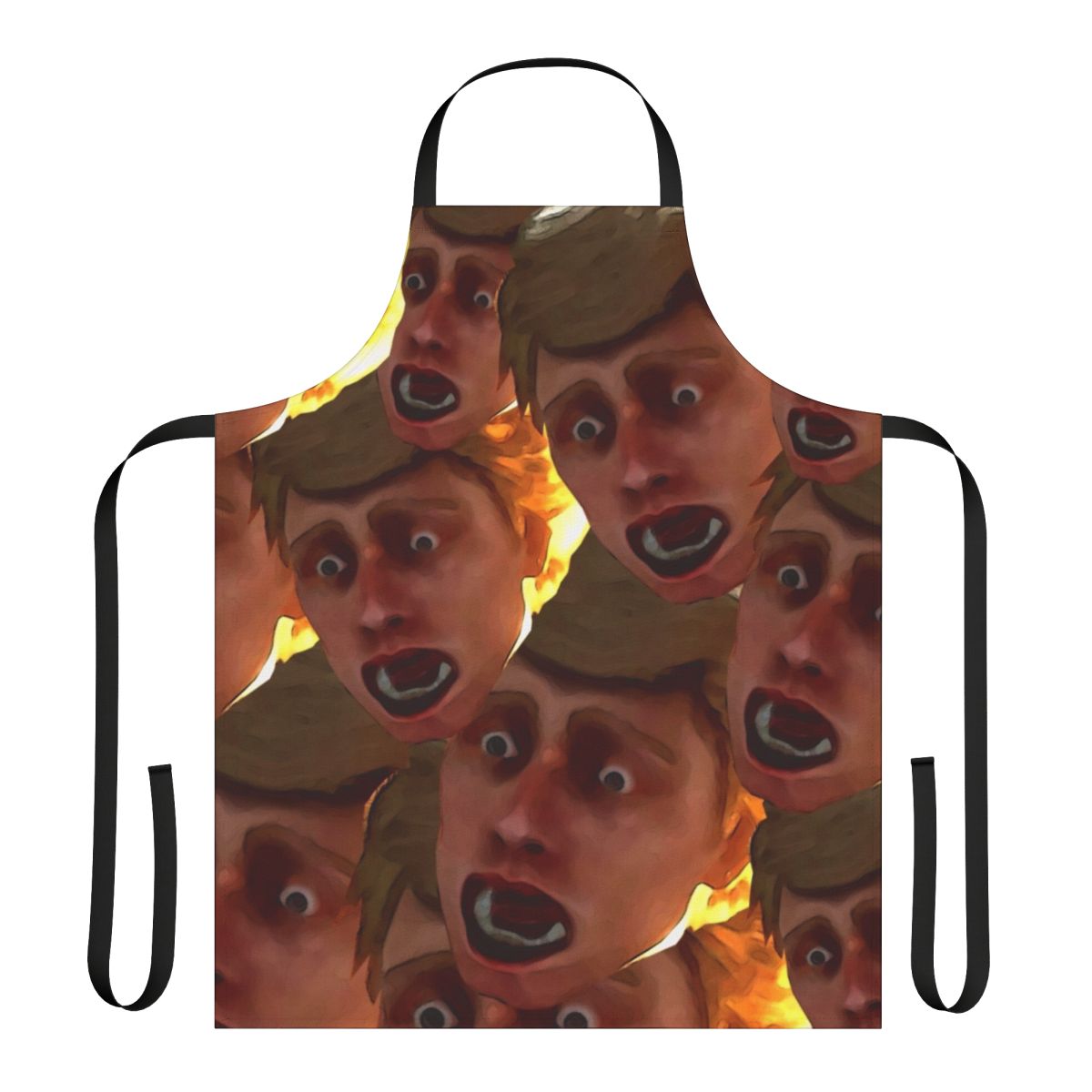 Scared, Humorous Face Graphic Printed on a High-Quality Apron - Perfect for Horror Movie Fans