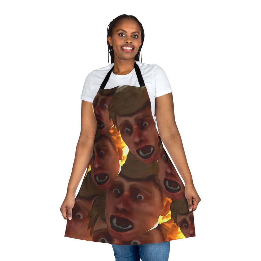 Scared, Humorous Face Graphic Printed on a High-Quality Apron - Perfect for Horror Movie Fans