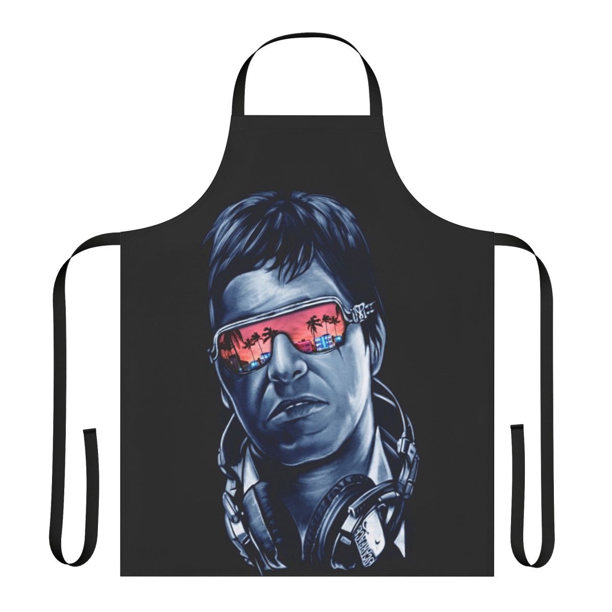 Scarface-themed apron with Tony Montana and Miami design