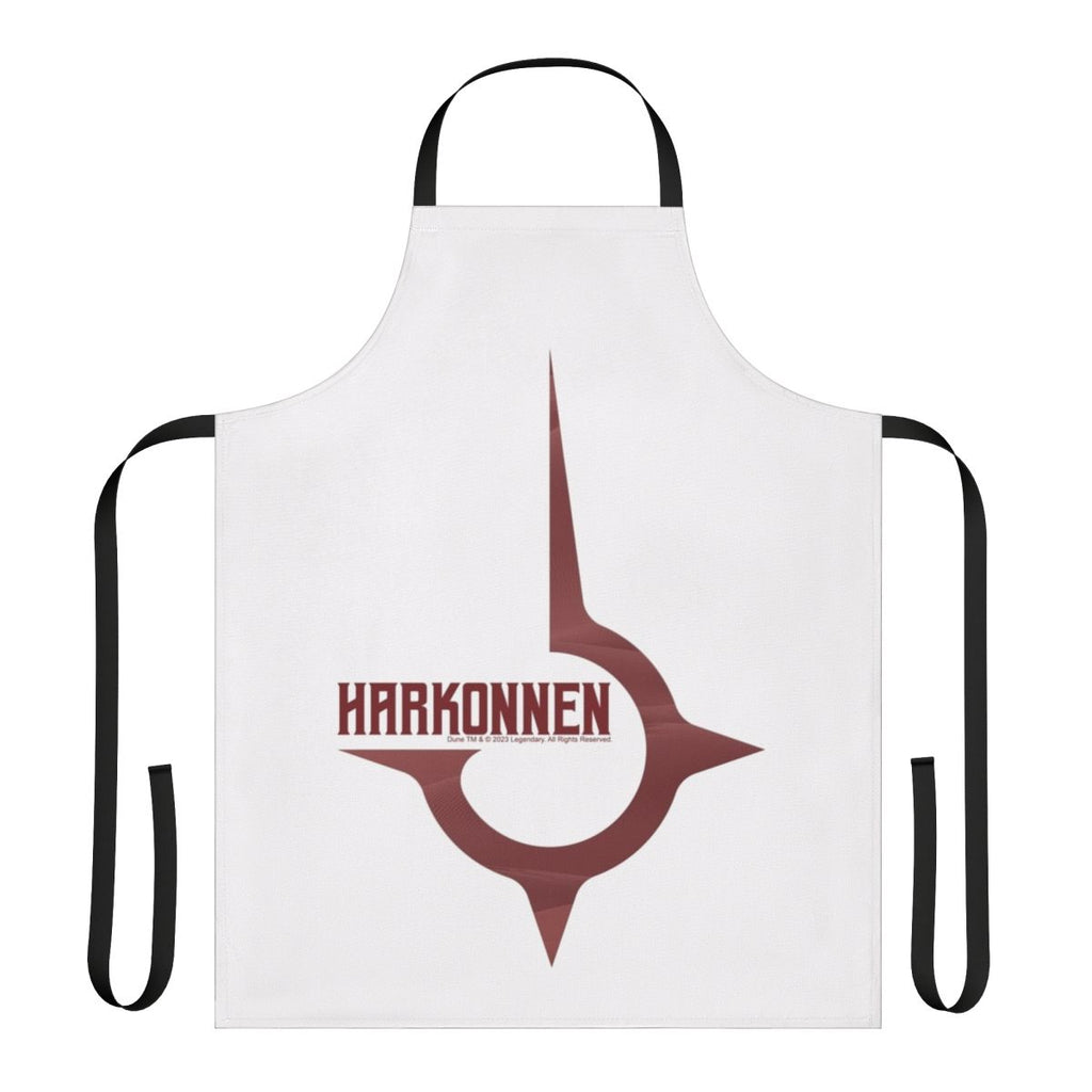 Scarlet apron with House Harkonnen design, a tribute to the Dune franchise