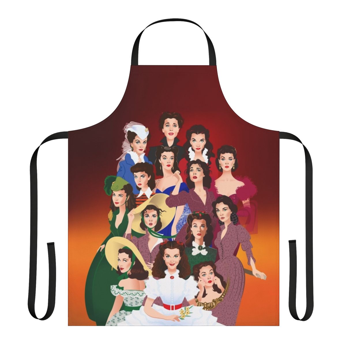 Scarlett O'Hara inspired apron with a classic Hollywood epic design