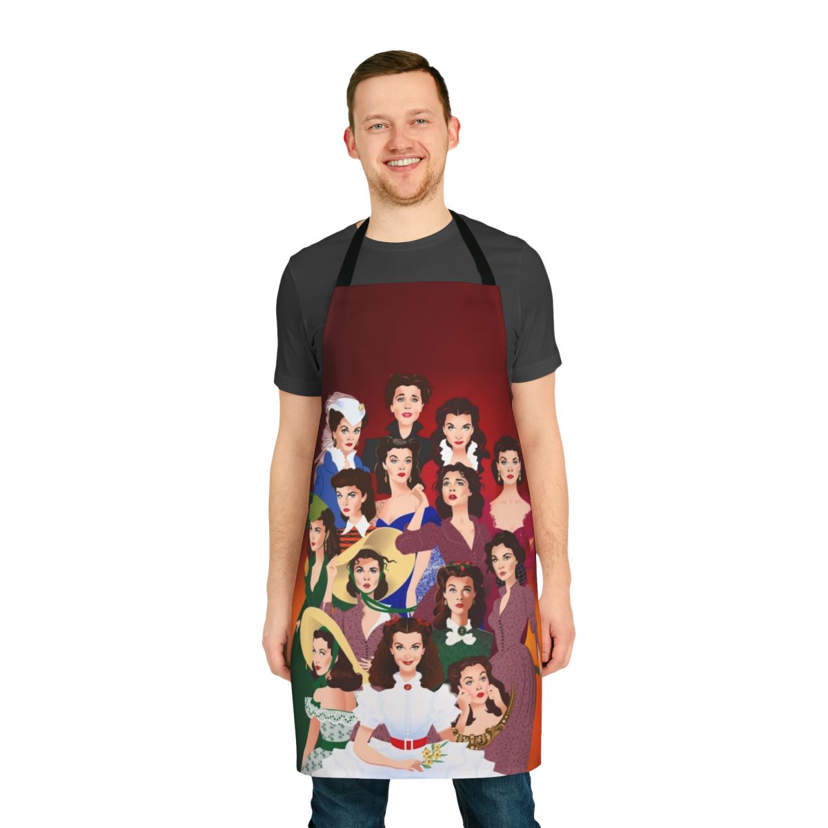 Scarlett O'Hara inspired apron with a classic Hollywood epic design