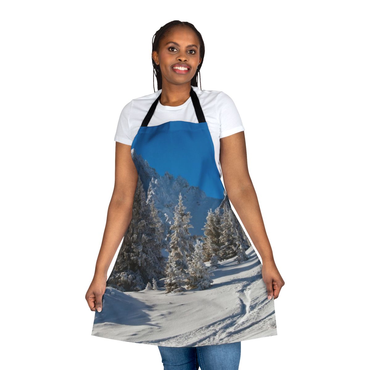 Courchevel 1850 apron featuring a stunning mountain landscape in the French Alps