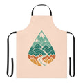 A vibrant apron featuring a scenic landscape of a winding mountain road through a lush forest.