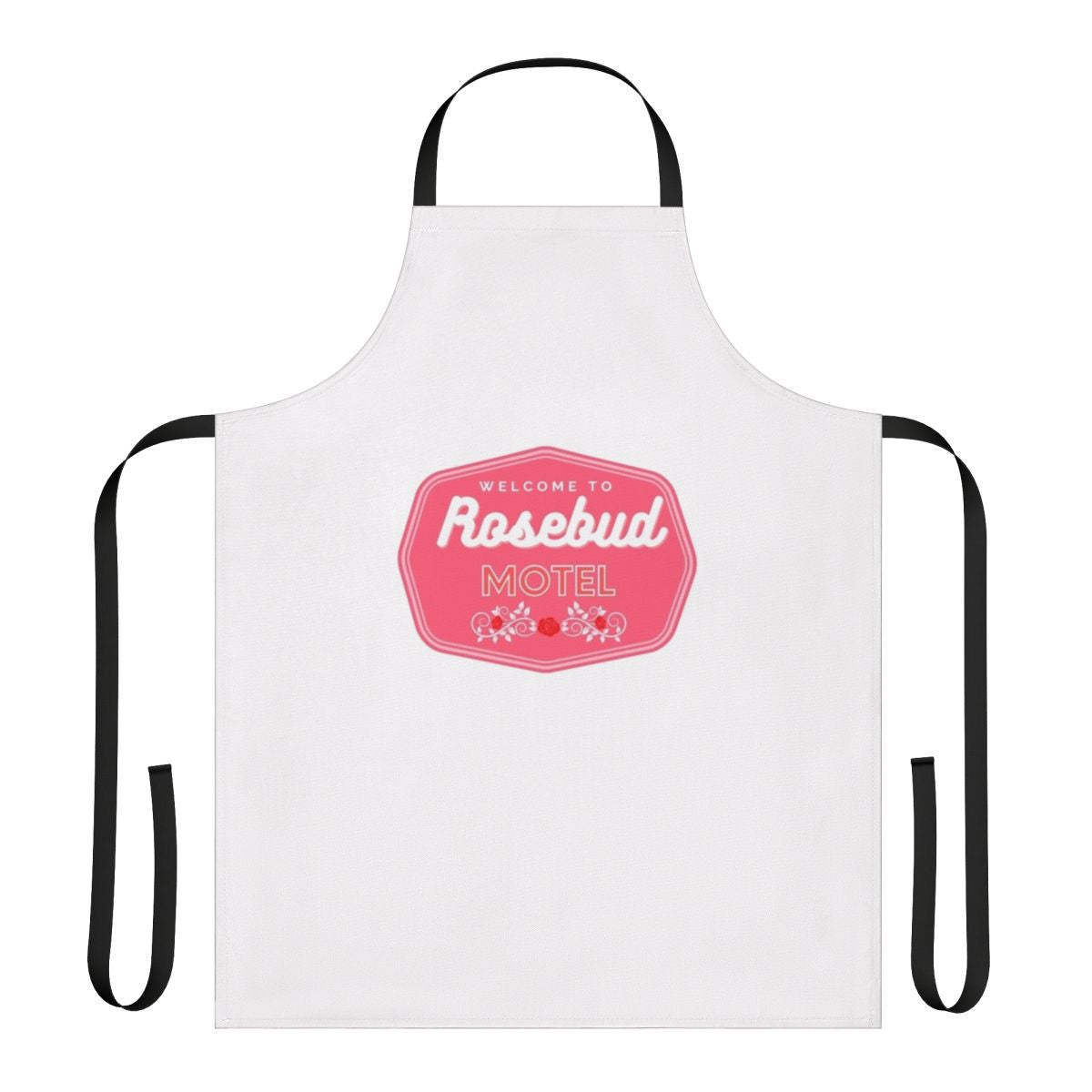 Schitts Creek inspired fan art apron with designs of David Rose, Alexis Rose, and Moira Rose