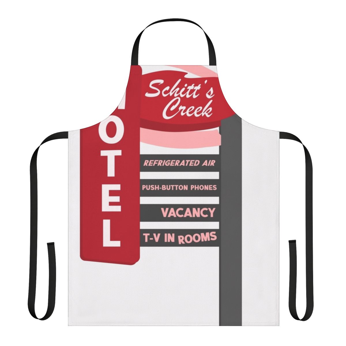 Schitt's Creek Motel Sign Apron featuring the iconic Rosebud Motel sign