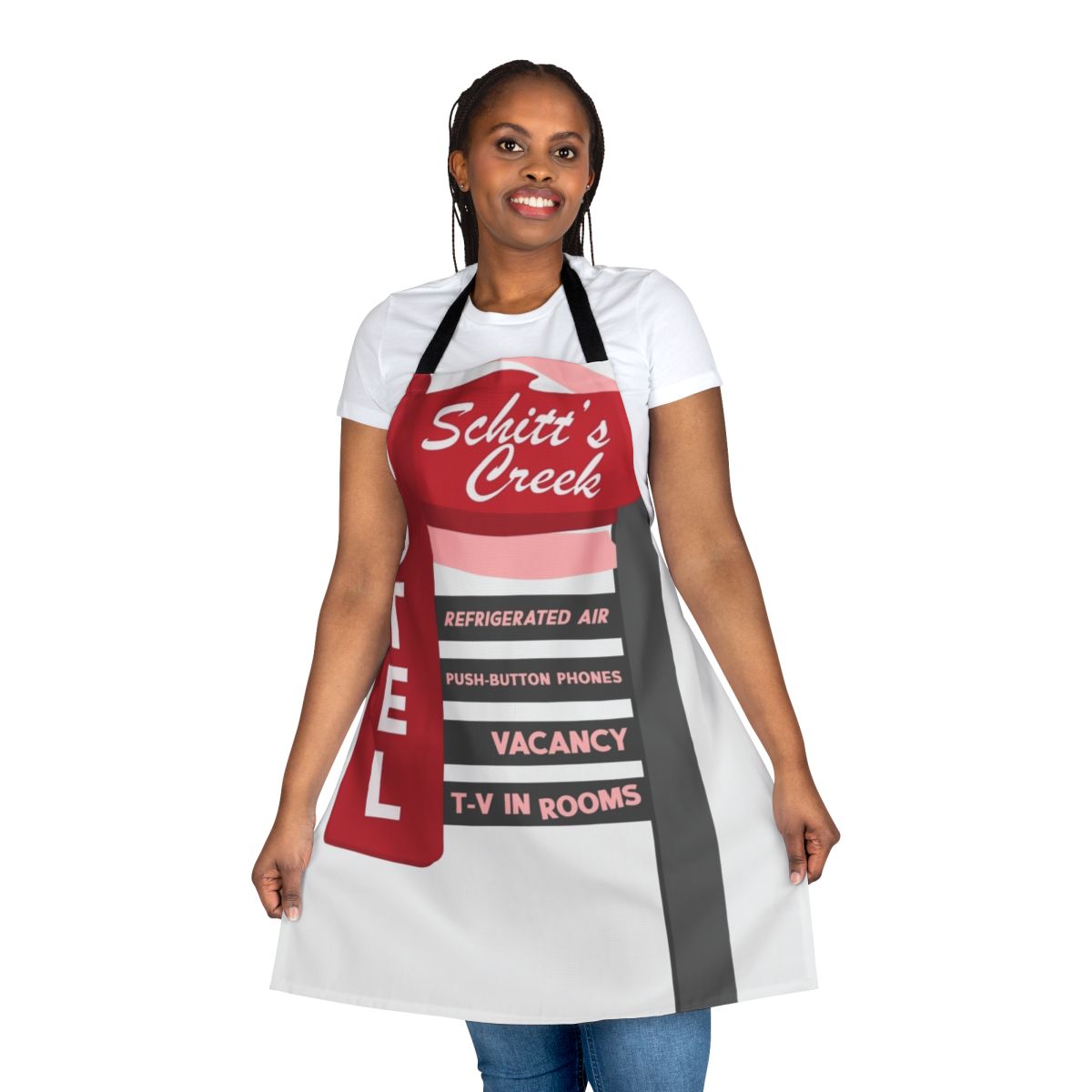 Schitt's Creek Motel Sign Apron featuring the iconic Rosebud Motel sign