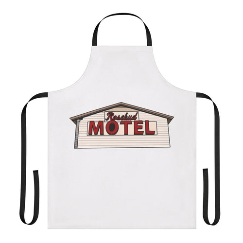 "Schitts Creek inspired Rose Budd Motel apron with hand lettering"