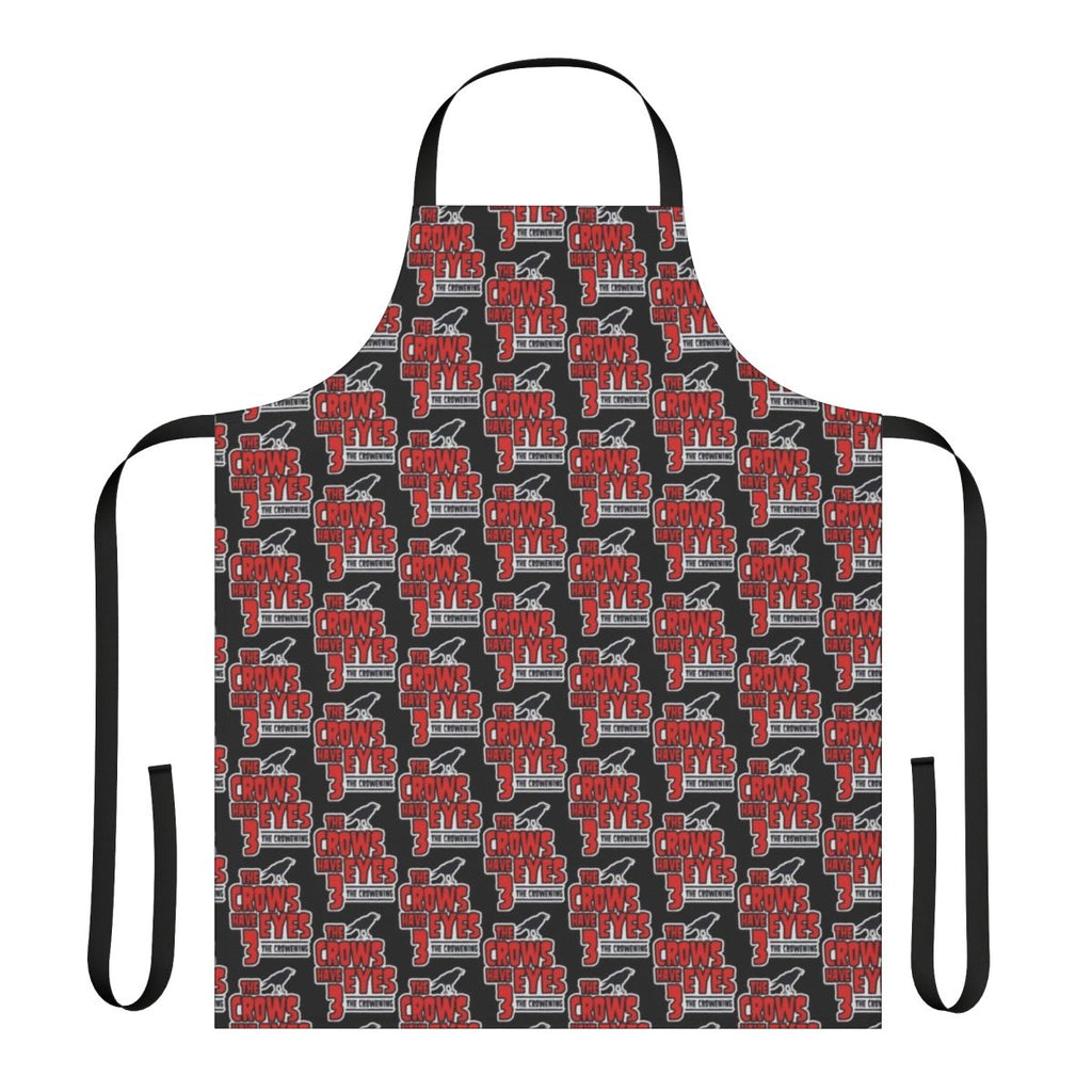 Schitt's Creek-inspired apron featuring "The Crows Have Eyes 3: The Crowening" movie parody design