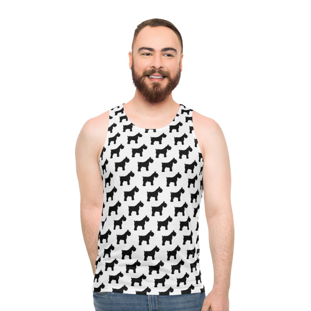 Schnauzer breed silhouette houndstooth unisex tank top