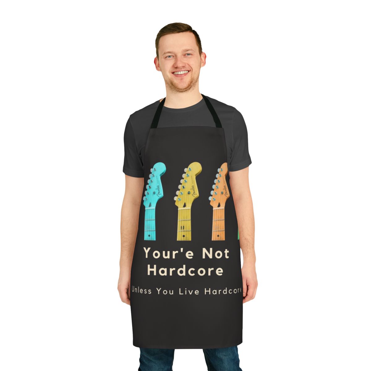 "School of Rock" themed apron featuring a rock music design