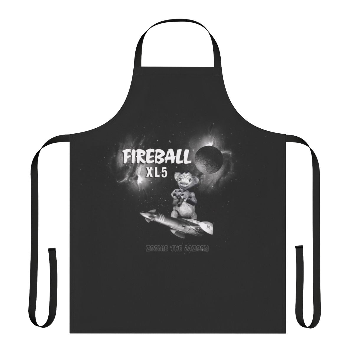 Zoonie the Lazoon sci-fi cartoon character printed on a high-quality apron