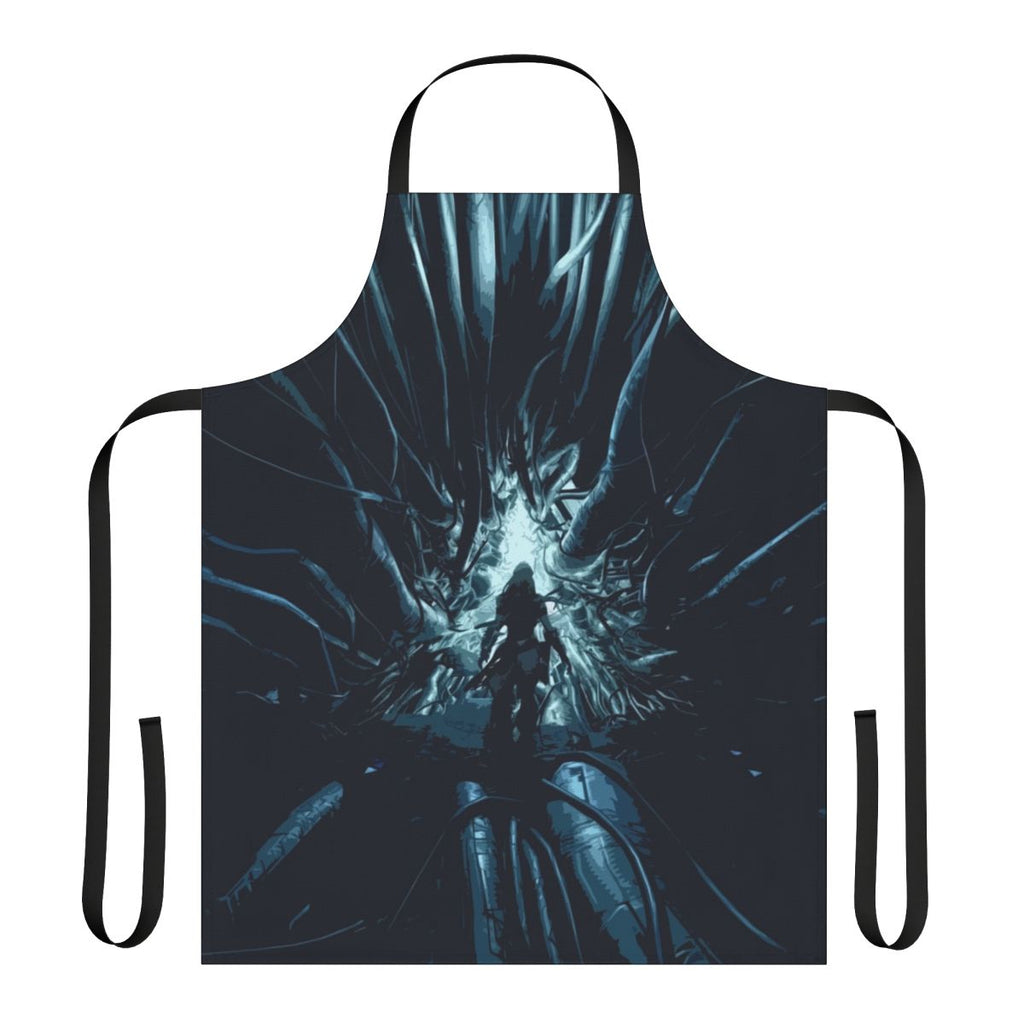 Stylized sci-fi cauldron-shaped apron inspired by the video game Horizon Zero Dawn